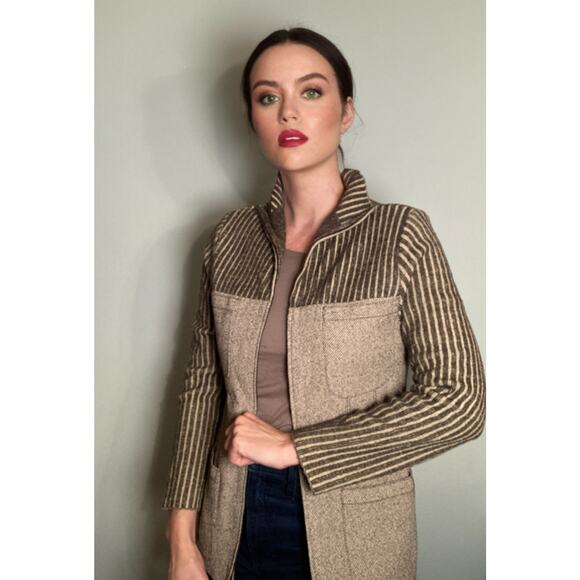 Valentino Vintage 70s Jacket Wool Blend Tweed & Knit ~ So Groovy ~ Sz 14 - Picture 2 of 10